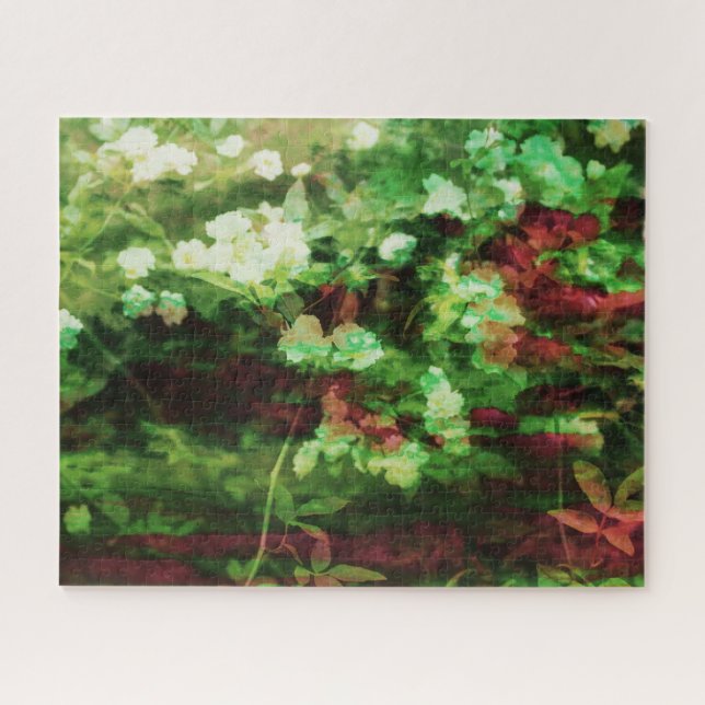 Quebra-cabeça Legal padrão de arte verde-vermelha. Conceito de n (Horizontal)