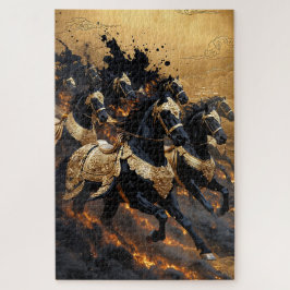 Quebra-cabeça Legendary Gold Armored Horses of Fire Jigsaw Puzzl