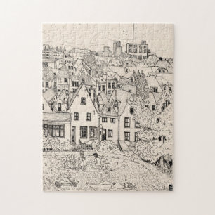 Quebra-cabeça Leiden South Holland Países Baixos Desenho de Tint