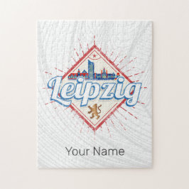 Quebra-cabeça Leipzig Alemanha Saxónia Retro Skyline Vintage