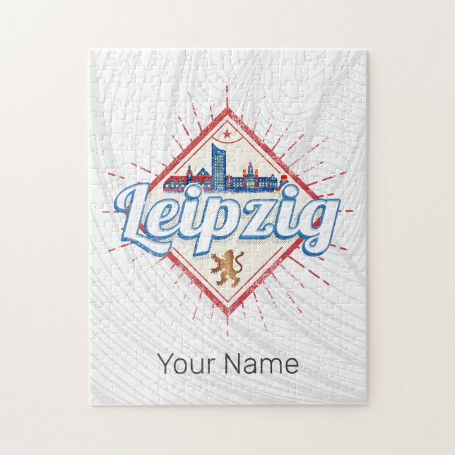 Quebra-cabeça Leipzig Alemanha Saxónia Retro Skyline Vintage (Vertical)