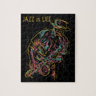 Quebra-cabeça Leitor de Jazz Colorido de Texto Personalizado