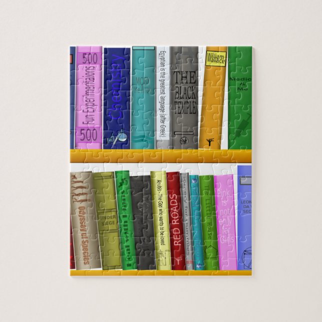 Quebra-cabeça leitura da biblioteca de livros de prateleiras (Vertical)
