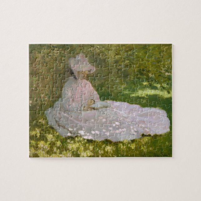 Quebra-cabeça Leitura De Mulher Monet (Springtime) De Belas Arte (Horizontal)