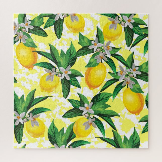 Quebra-cabeça Lemon Fantasy: Padrão Floral Criativo (Vertical)