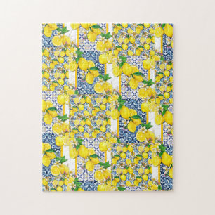 Quebra-cabeça Lemon Português Azulejo Mediterrâneo Santorini