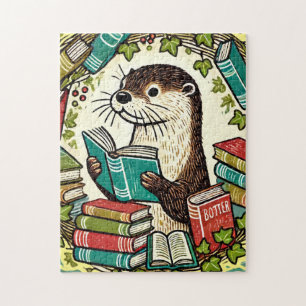 Quebra-cabeça Lendo Leitores de Ilustração de Bookish Otter