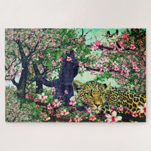 Quebra-cabeça Leopard Cherry Blossoms