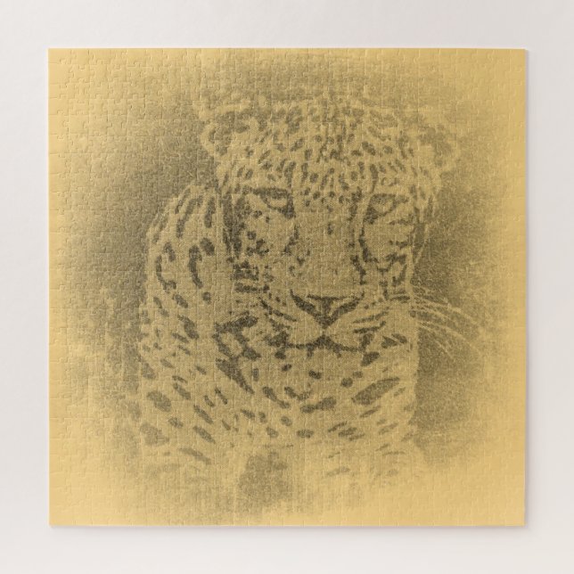 Quebra-cabeça Leopard Portrait Vintage (Vertical)
