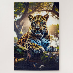 Quebra-cabeça - Leopardo Abstrato na Árvore Puzzle – Vida Selvag