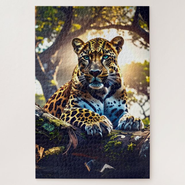 Quebra-cabeça - Leopardo Abstrato na Árvore Puzzle – Vida Selvag (Vertical)