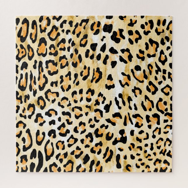 Quebra-cabeça Leopardo amarelo, desenhado à mão. (Vertical)