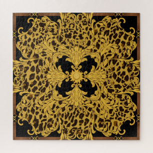 Quebra-cabeça Leopardo Barroco, Impressão Animal Ornamentado