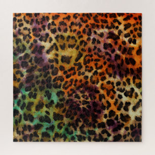 Quebra-cabeça Leopardo Colorido: Textura de Abstrato