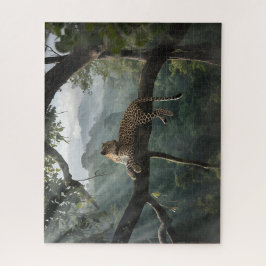 Quebra-cabeça Leopardo Descansado Acima da Floresta Tropical