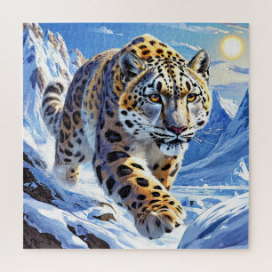 Quebra-cabeça Leopardo em fundo azul