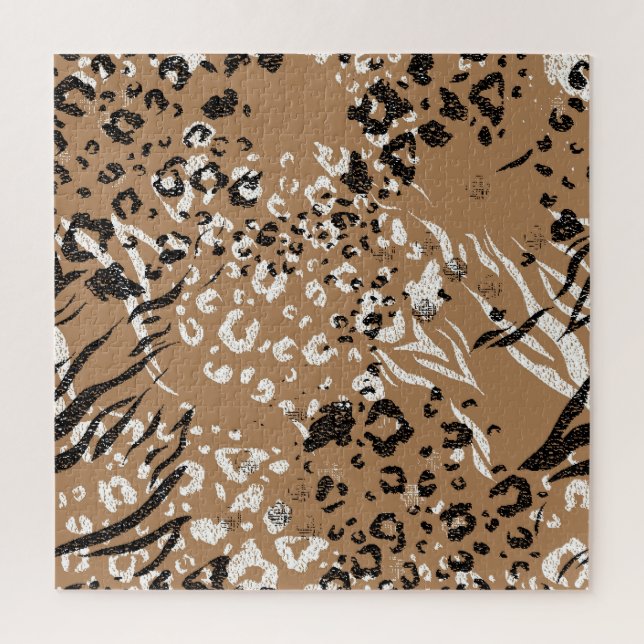 Quebra-cabeça Leopardo moderno: padrão natural selvagem. (Vertical)
