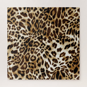 Quebra-cabeça Leopardo Vibrante: Design de Têxteis Coloridos.