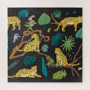 Quebra-cabeça Leopardos da Selva: Ilustrações da Vida Selvagem V