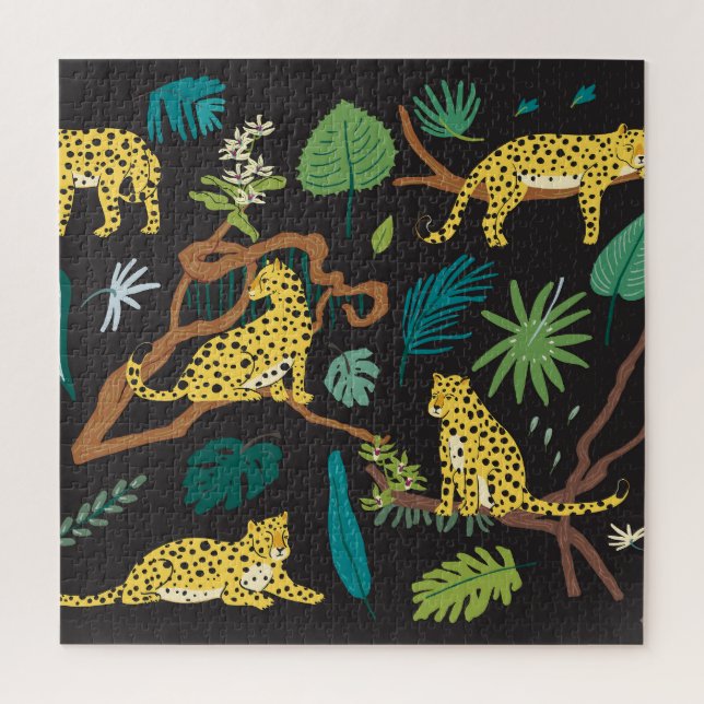 Quebra-cabeça Leopardos da Selva: Ilustrações da Vida Selvagem V (Vertical)