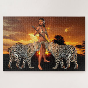 Quebra-cabeça Leopardos e Garota