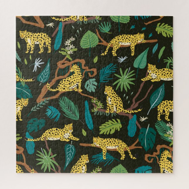 Quebra-cabeça Leopardos na Selva: Selvagem Vintage (Vertical)