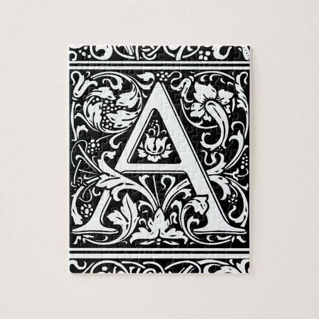 Quebra-cabeça Letra A Monograma Medieval Art Nouveau (Vertical)