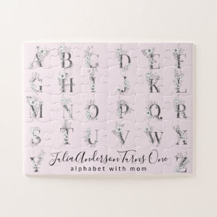 Quebra-cabeça Letra Botânica Floral Ofabet Texto Personalizado C