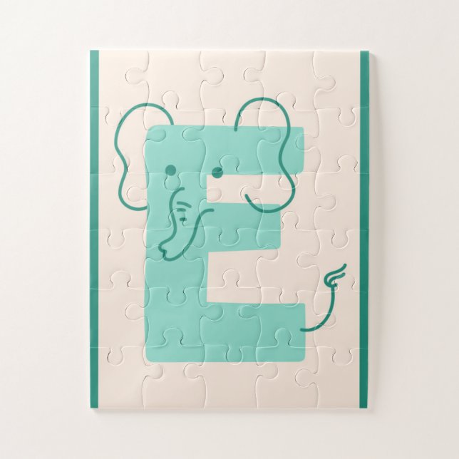Quebra-cabeça Letra "E" de Elefante Alfabeto Fofo (Vertical)