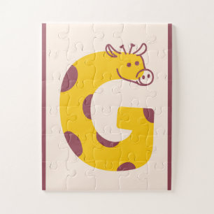 Quebra-cabeça Letra "G" Girafa Arte Alfabeto
