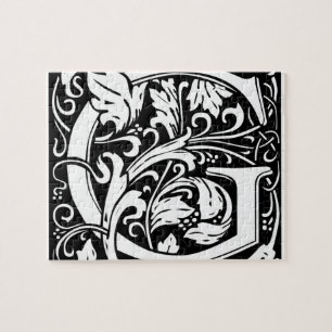 Quebra-cabeça Letra G Monograma Medieval Art Nouveau