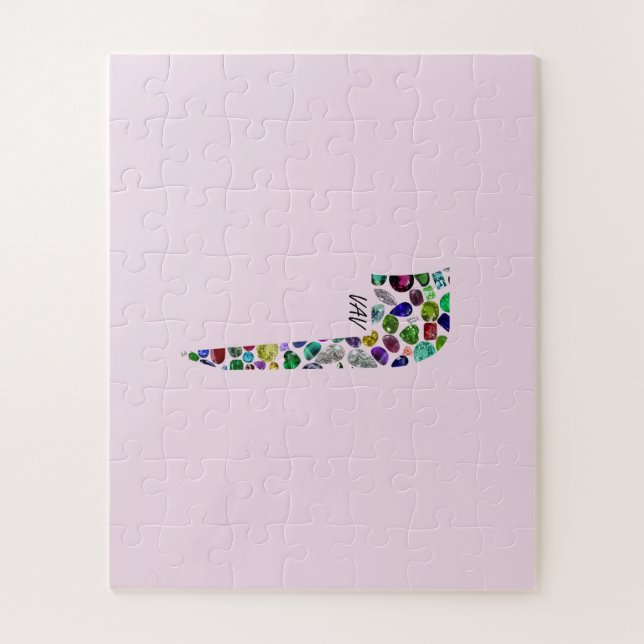 Quebra-cabeça Letra hebraica VAV feita com pedras magnéticas (Vertical)