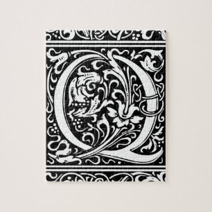 Quebra-cabeça Letra Q Monograma Medieval Art Nouveau