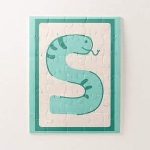 Quebra-cabeça 🐍Letra Sinuosa "S" Arte de Impressão Alfabeto Cob