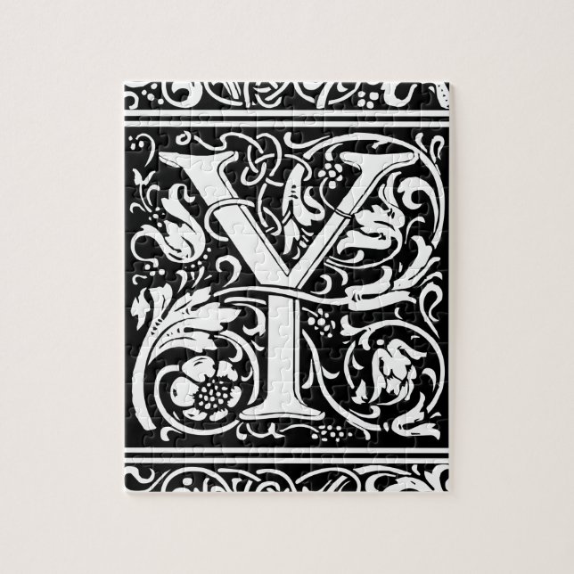 Quebra-cabeça Letra Y Monograma Medieval Art Nouveau (Vertical)