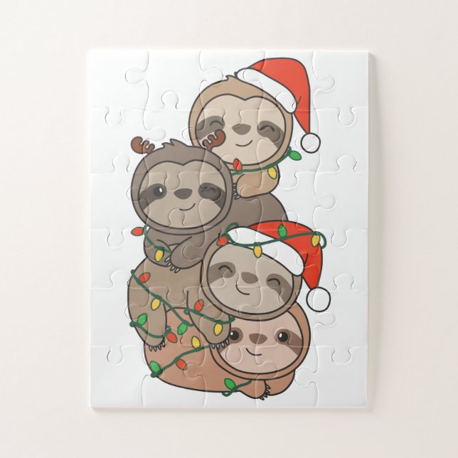 Quebra-cabeça Leve árvore de Natal Animais de Natal (Vertical)