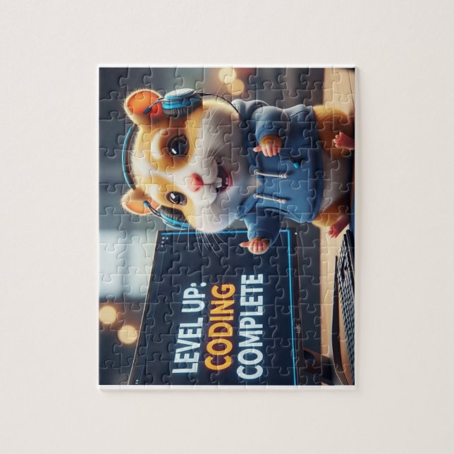 Quebra-cabeça Level Up Coding Complete – Cute Gamer Hamster Prog (Vertical)