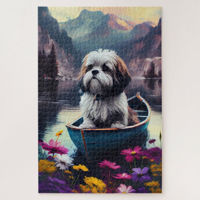 Quebra-cabeça Lhasa Apso em um Paddle: Uma Aventura Cênica (Vertical)