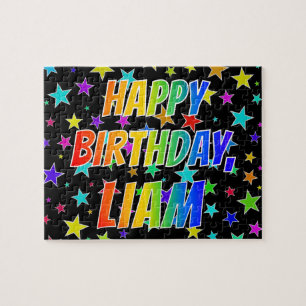 Quebra-cabeça "LIAM" Primeiro Nome, Diversão "FELIZ ANIVERSÁRIO"