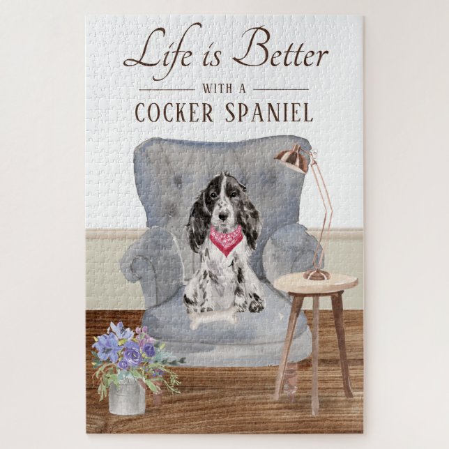 Quebra-cabeça Life Is With A Cocker Spaniel (Vertical)