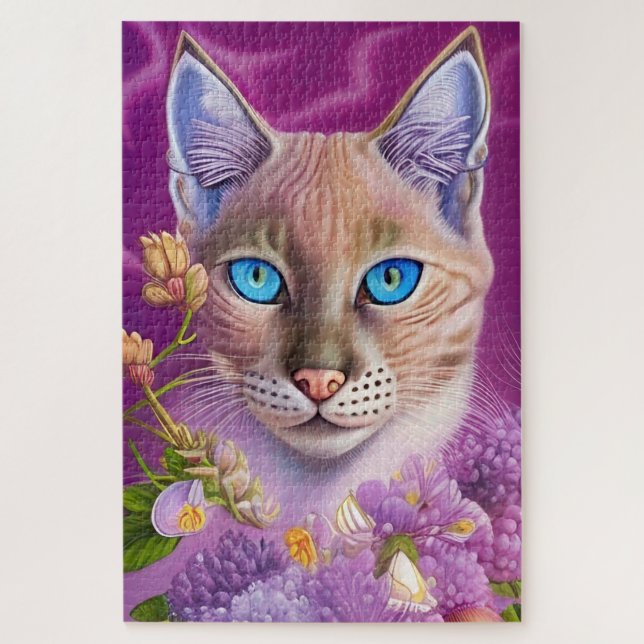 Quebra-cabeça Lilac Lynx aponta o gato siamês em roxo (Vertical)