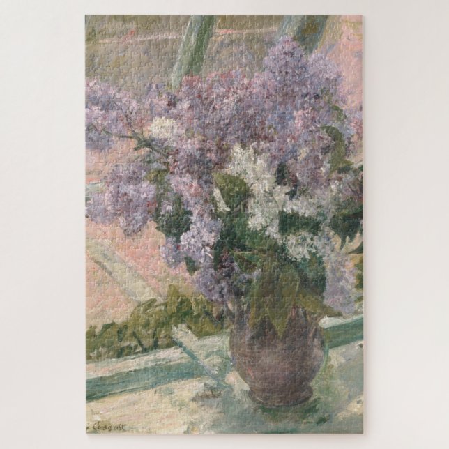 Quebra-cabeça Lilacs em Window por Mary Cassatt American Painter (Vertical)