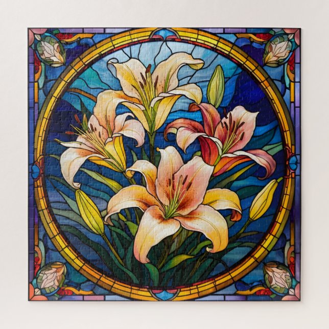 Quebra-cabeça Lilases de Vidro Pintado (Vertical)