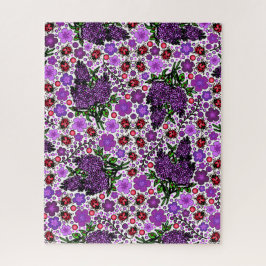 Quebra-cabeça Lilases Roxos, Ladybugs NH State Símbolos em Branc