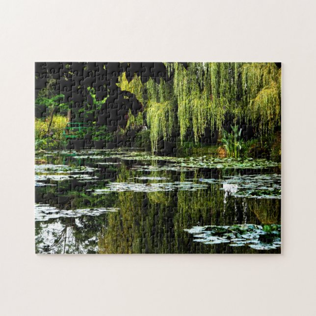 Quebra-cabeça Lily Pond de Monet com Willows, Giverny, França (Horizontal)