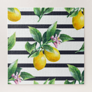 Quebra-cabeça Limão Branch: Citrus Watercolor Bliss