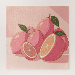 Quebra-cabeça Limão Rosa Moderno Feminino Cítrico