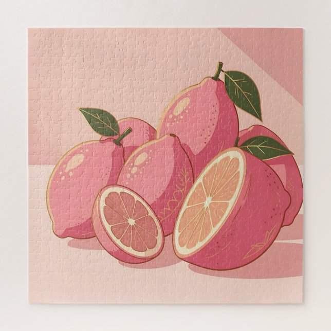 Quebra-cabeça Limão Rosa Moderno Feminino Cítrico (Vertical)