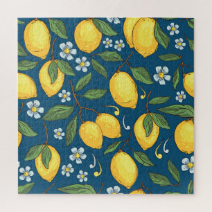 Quebra-cabeça Limões Amarelos: Padrão de Fruta Tropical.