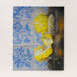 Quebra-cabeça Limões e Azulejos — Clássico Azul e Amarelo Still